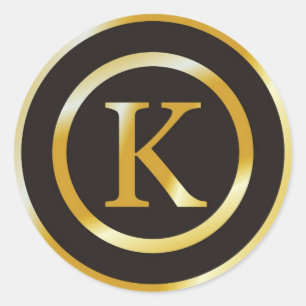 Initial K Gold Monogram Wedding Stickers