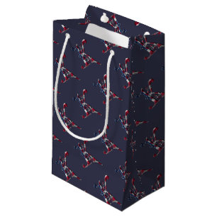 Initial K Monogrammed American Flag Colour Elegant Small Gift Bag