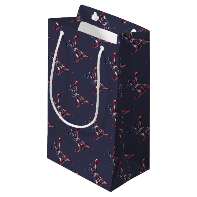 Initial K Monogrammed American Flag Colour Elegant Small Gift Bag (Front Angled)