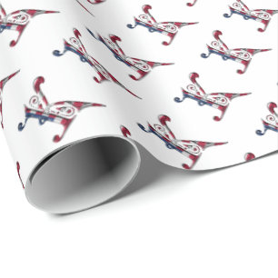Initial K Monogrammed American Flag Colour Elegant Wrapping Paper