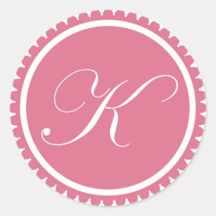 Initial K princess pink monogram seal party favour
