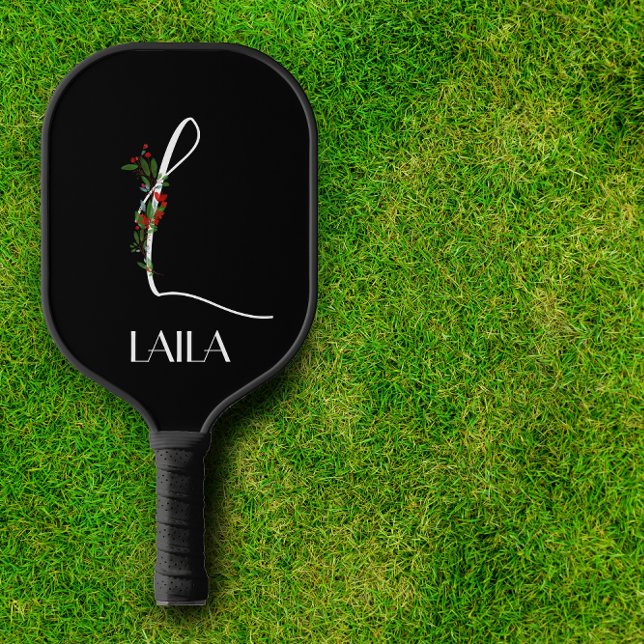  Initial L calligraphy monogram flower Pickleball Paddle (Creator Uploaded)