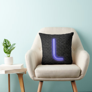 Initial L In Neon Marquee On Brick Cushion