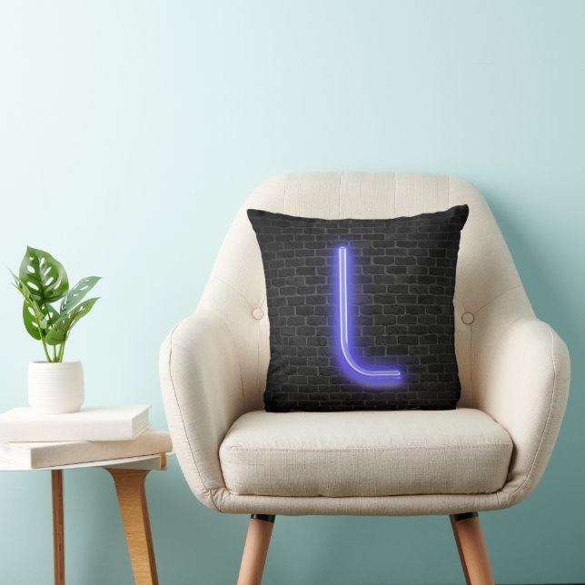 Initial L In Neon Marquee On Brick Cushion (Chair)