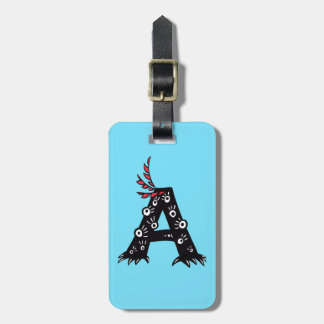 Initial Letter A Funny Cute Monster For Kids Luggage Tag