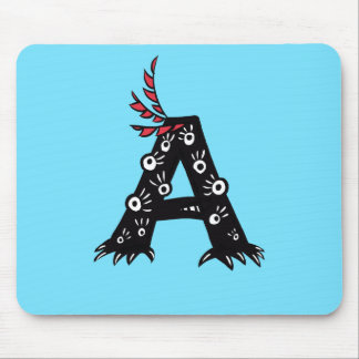 Initial Letter A Funny Cute Monster Kids Mouse Mat