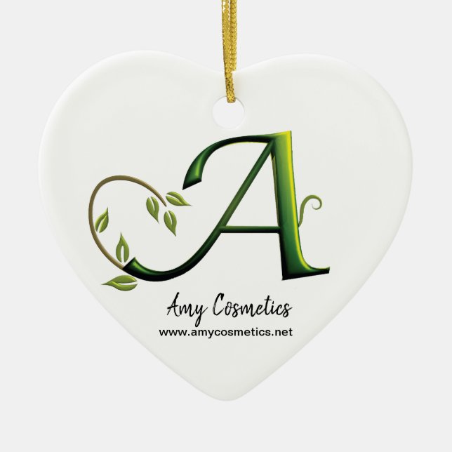 Initial Letter A green business card ornament gift (Front)