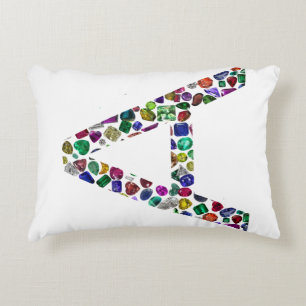 Initial Letter A in Gemstone Floral Design Decorative Cushion