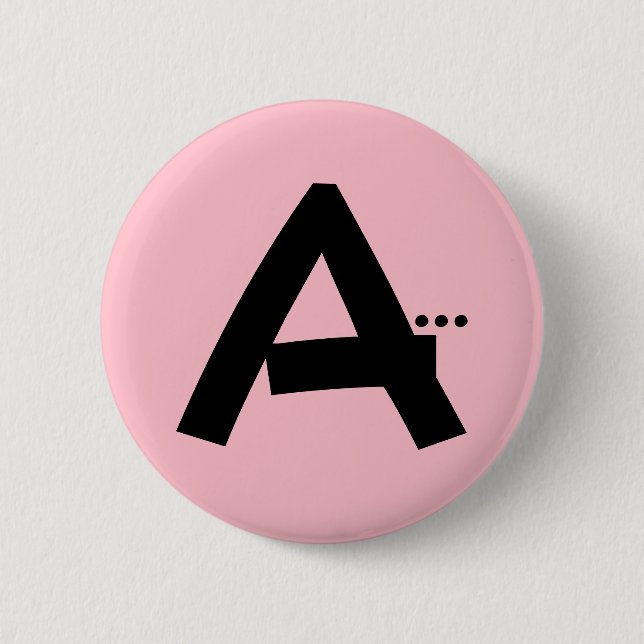 Initial Letter A Monogram Modern Button (Front)