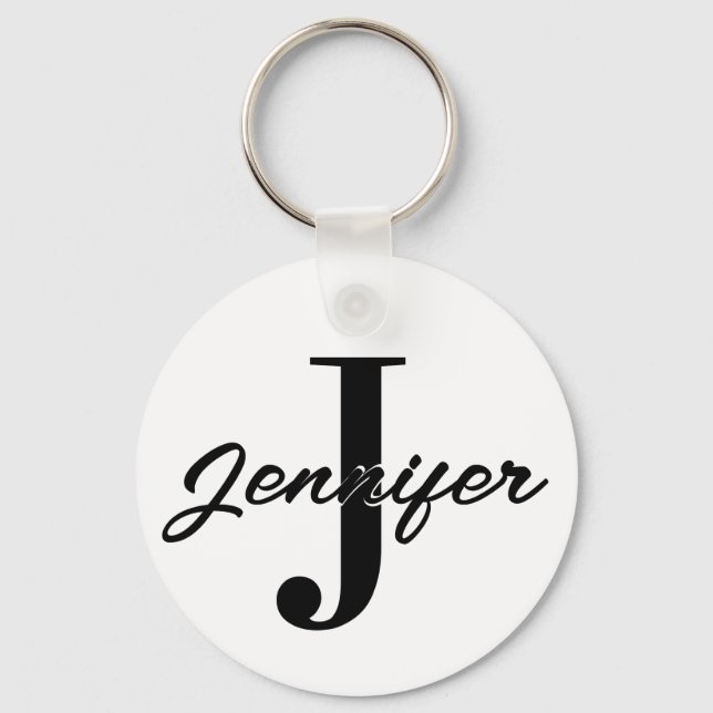 Initial Letter and Name Custom Key Ring (Front)
