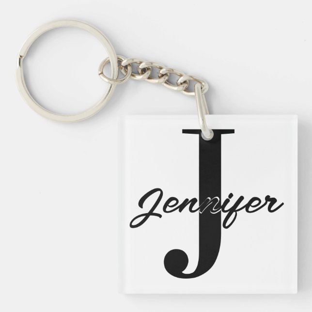 Initial Letter and Name Custom Key Ring (Front)