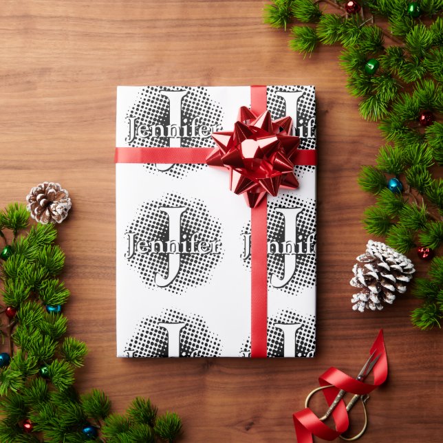 Initial Letter and Name Custom Wrapping Paper (Holiday Gift)
