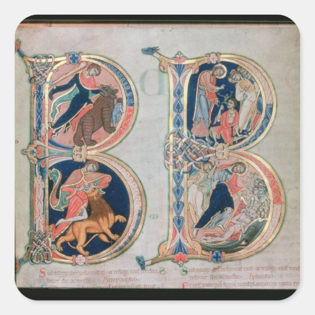 Initial letter 'B' Beatus vir - Blessed is the Square Sticker (Front)