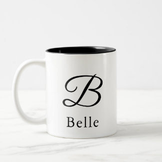 Initial Letter B Simple Monogram Modern Style Two-Tone Coffee Mug