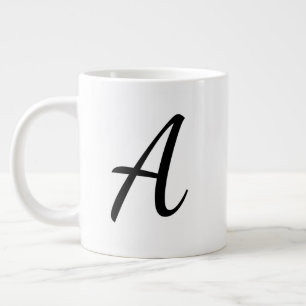 Initial Letter Black Customisable Monogram Gift Large Coffee Mug