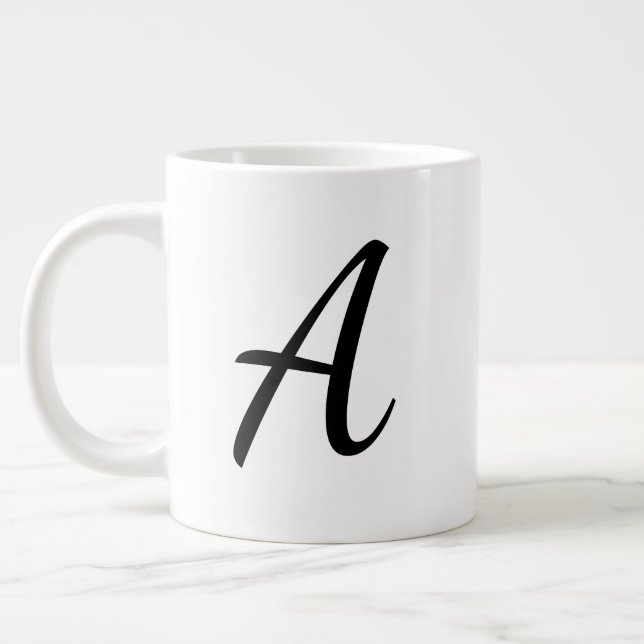 Initial Letter | Black Customisable Monogram Gift Large Coffee Mug (Left)