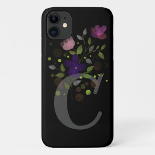 Initial Letter C Plus Floral Design iPhone 11 Case