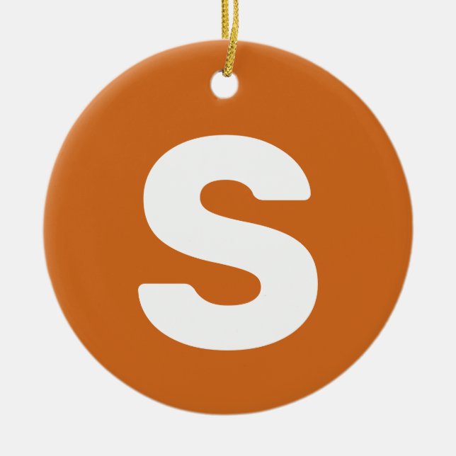 Initial Letter | Chocolate Brown Simple Elegant Ceramic Tree Decoration (Front)