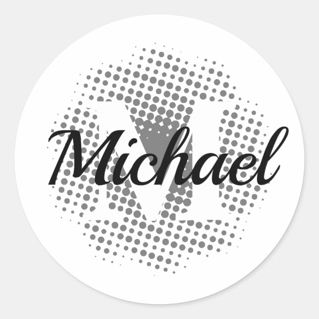 Initial Letter Custom Name Classic Round Sticker (Front)