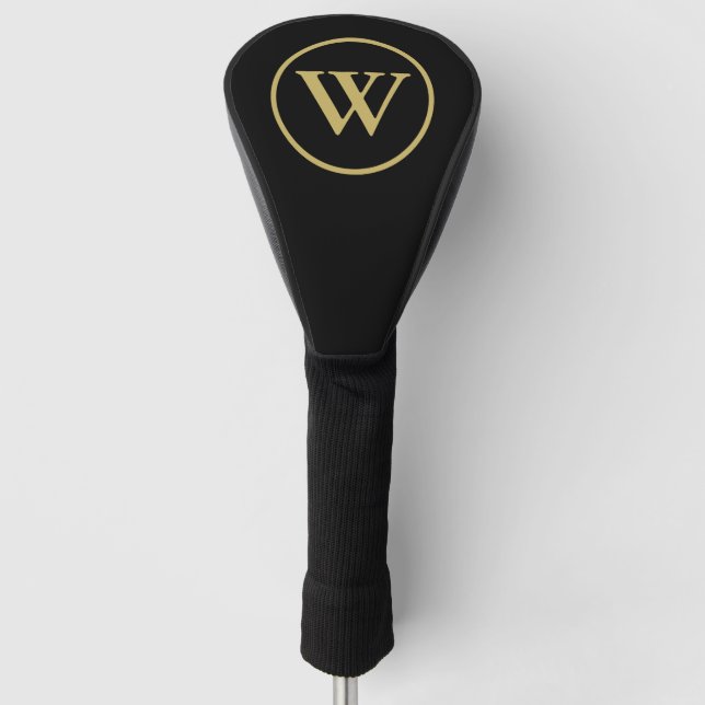 Initial Letter Golf Driver Head Cover : Black Gold (Front)