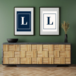 Initial Letter   Grey Monogram Modern Stylis Poster