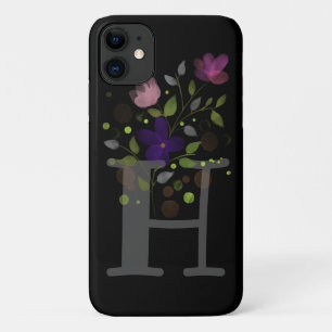 Initial Letter H Plus Floral Design iPhone 11 Case