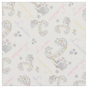 Initial letter L Louisa custom name fabric