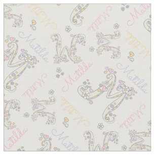 Initial letter M Matilda custom name fabric