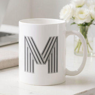 Initial Letter Monogram Black White Modern Stylish Coffee Mug