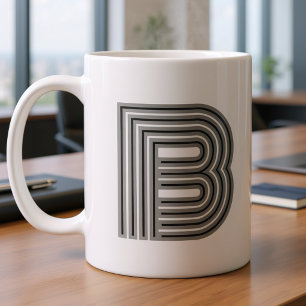 Initial Letter Monogram Black White Modern Stylish Coffee Mug