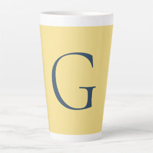 Initial Letter Monogram Jasmine Slate Grey Plain Latte Mug