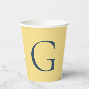 Initial Letter Monogram Jasmine Slate Grey Plain Paper Cups