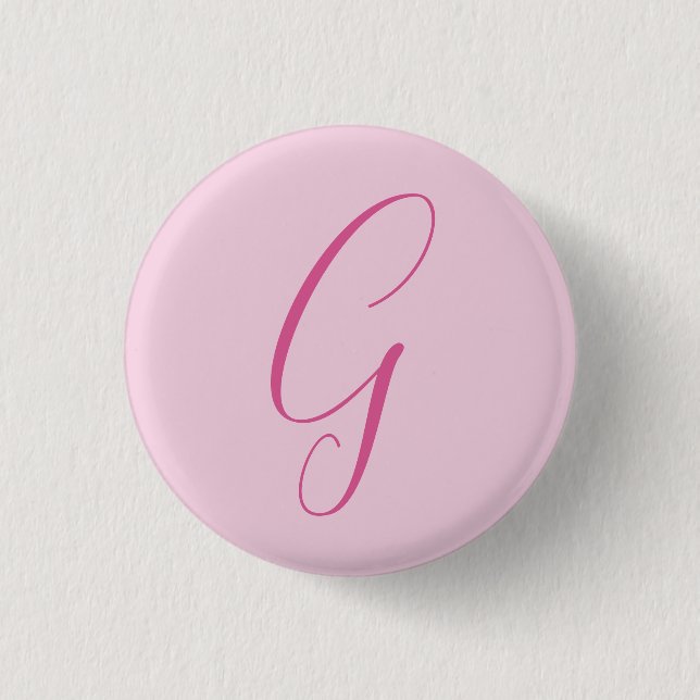 Initial Letter Monogram Light Pink Plain Chic 3 Cm Round Badge (Front)