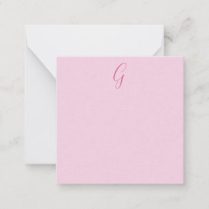 Initial Letter Monogram Light Pink Plain Chic Card