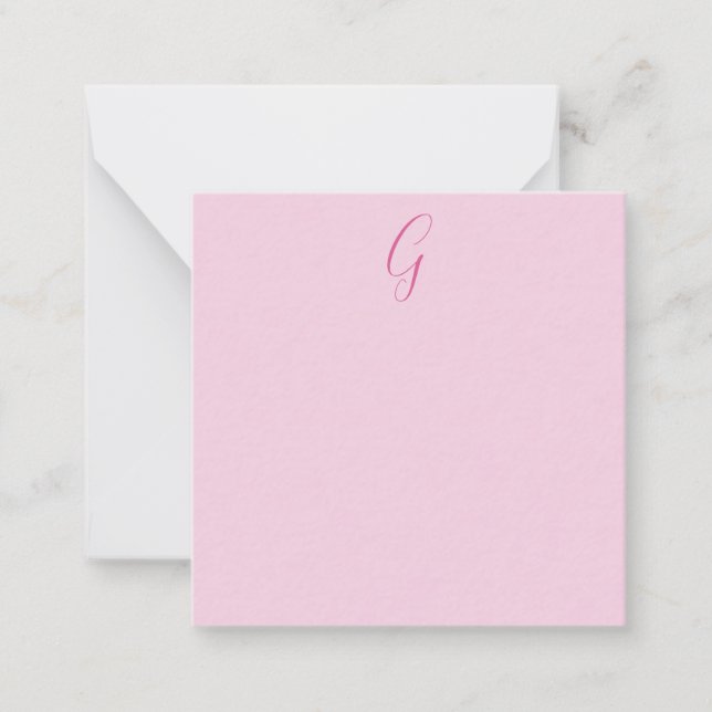 Initial Letter Monogram Light Pink Plain Chic Card (Front)