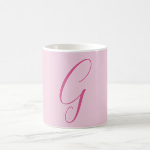 Initial Letter Monogram Light Pink Plain Chic Coffee Mug