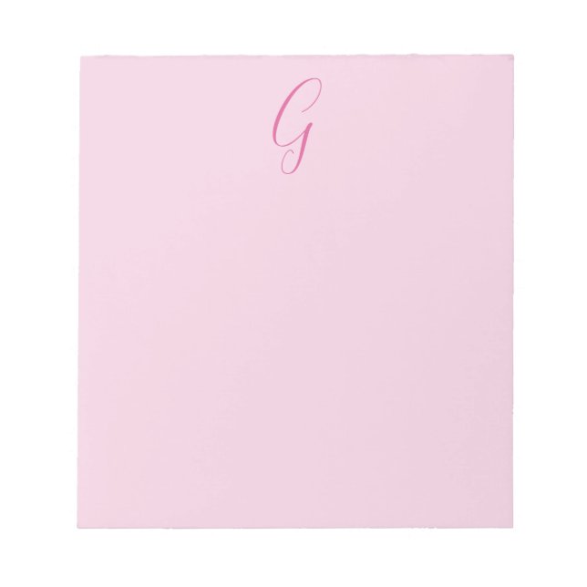 Initial Letter Monogram Light Pink Plain Chic Notepad (Front)