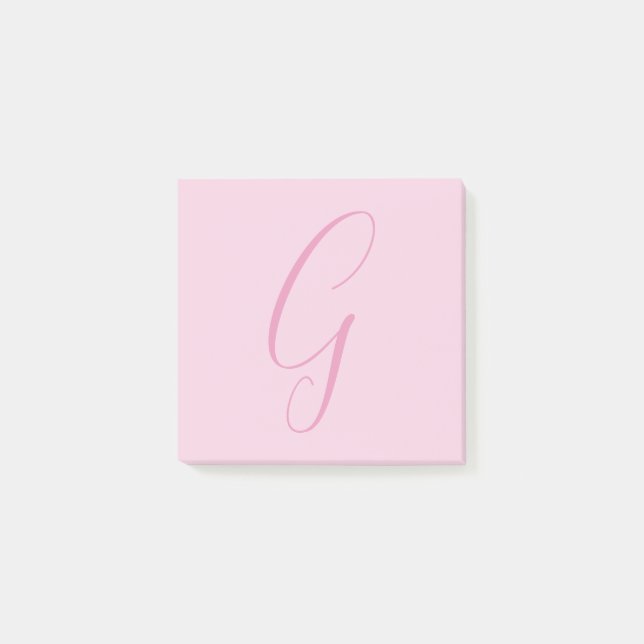 Initial Letter Monogram Light Pink Plain Chic Post-it Notes (Front)