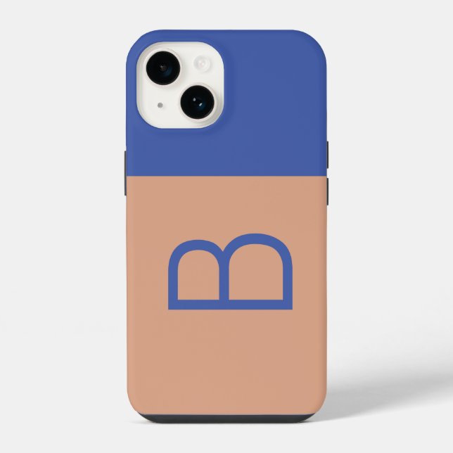 Initial Letter Monogram Modern Colorblock iPhone Case (Back)
