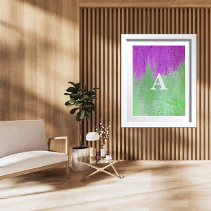 Initial Letter Monogram Modern Purple Green Poster