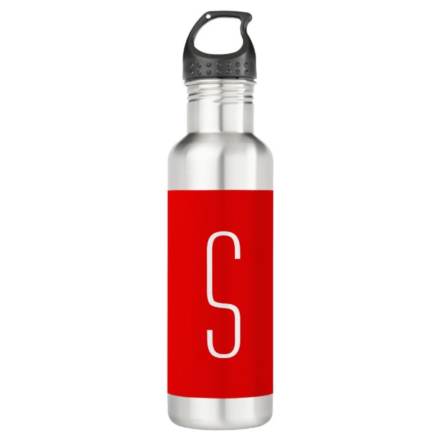 Initial Letter Monogram Modern Red White 710 Ml Water Bottle (Front)
