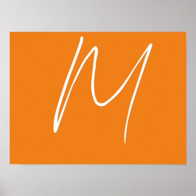 Initial Letter Monogram Modern Style Orange White Poster (Front)