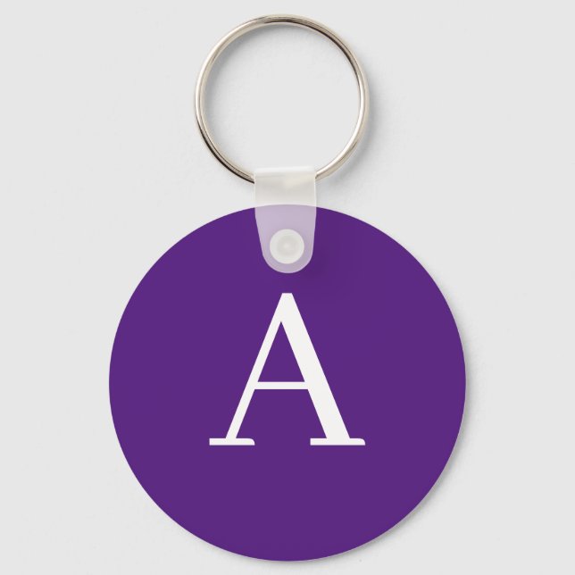 Initial Letter Monogram Modern Style Purple & Blue Key Ring (Front)