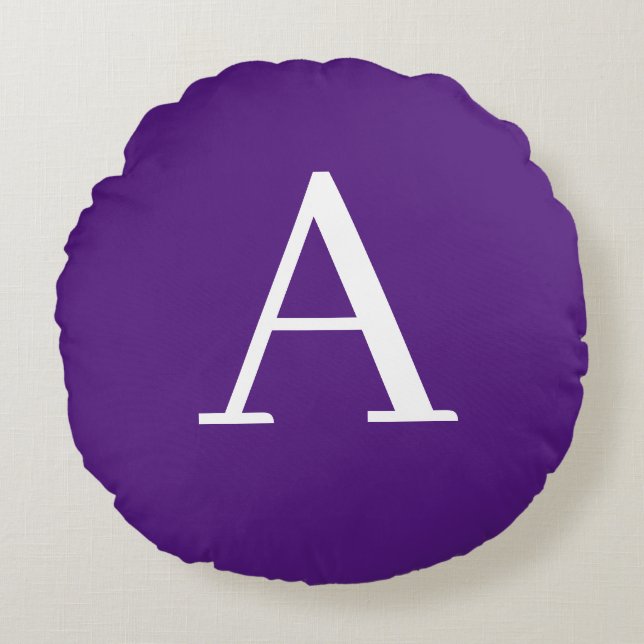 Initial Letter Monogram Modern Style Purple & Blue Round Cushion (Front)