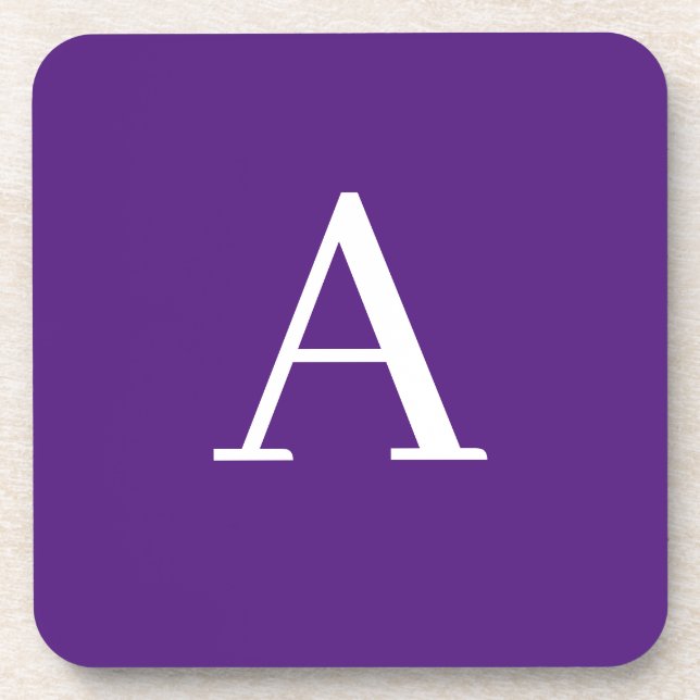Initial Letter Monogram Modern Style Purple Coaster (Front)