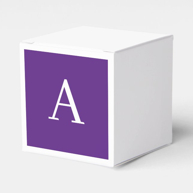Initial Letter Monogram Modern Style Purple Favour Box (Front Side)