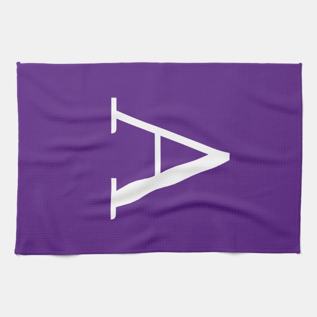 Initial Letter Monogram Modern Style Purple Tea Towel (Horizontal)