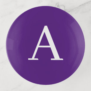 Initial Letter Monogram Modern Style Purple Trinket Trays