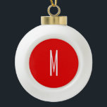 Initial Letter Monogram Modern Style Red White Ceramic Ball Christmas Ornament<br><div class="desc">Would you like to own a product with the initials of your name? It is very simple,  aesthetic and attractive.</div>