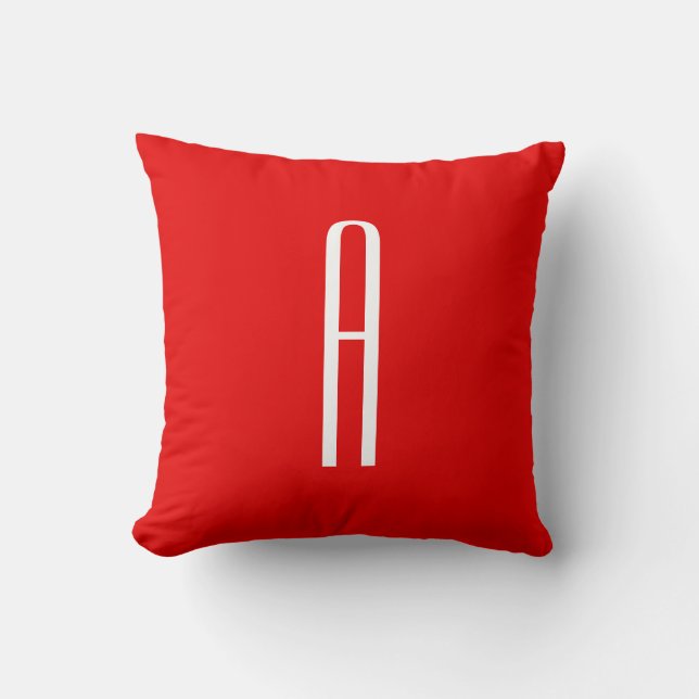 Initial Letter Monogram Modern Style Red White Cushion (Front)